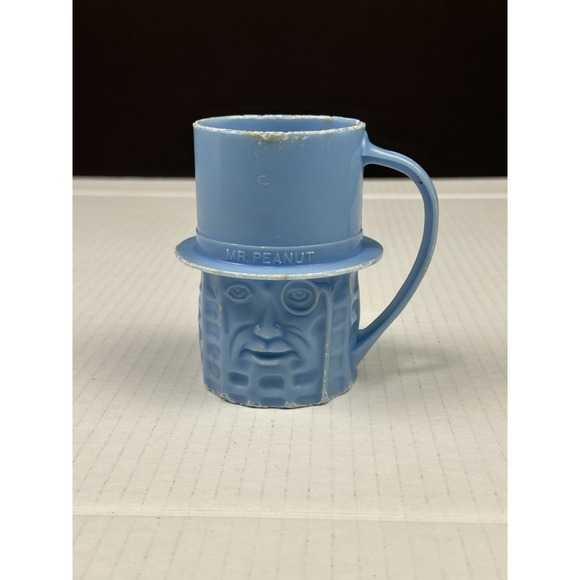 Planters Nuts Other - 1960 Planters Mr.Peanuts Plastic Handled Drinking Cup Lt. Blue Vintage Read